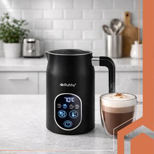 Spumant de lapte electric Ruhhy - funcție spumă caldă/rece, pentru Latte, Cappuccino și Frappé, 2 teluri de spumare incluse