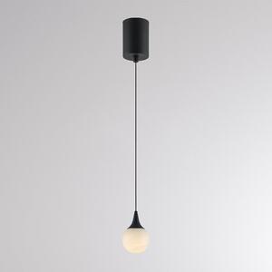 Molto Luce Lampă suspendată LED ARE, negru, alabastru, Ø 8 cm, CCT, DALI, reglabil, Negru, Camera de zi / sufragerie, Piatră, Modern, glob