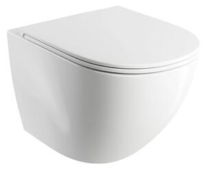 Set vas WC suspendat, Omnires Ottawa, cu capac quick release si soft close alb lucios