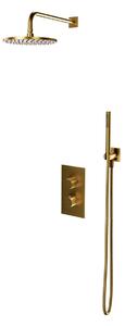 Set de dus incastrat, Omnires CONTOUR, cu termostat, auriu periat
