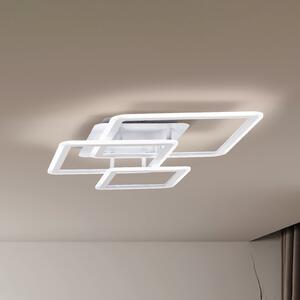 FISCHER & HONSEL Plafonieră LED Gelder, alb nisip, lungime 65 cm, metal, RGBW, CCT, reglabil, Alb, Camera de zi / sufragerie, Modern