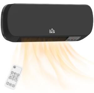 HOMCOM Aerotermă Electrică de Perete cu Telecomandă și Timer 12h, Negru | Aosom Romania