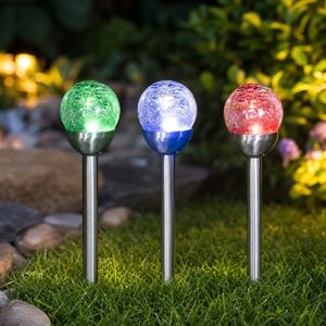 Set 3 x lampa solara glob, 27 cm, culori interschimbabile