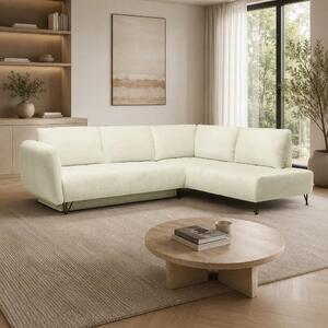 Coltar extensibil AMELIA, sezlong stanga, stofa catifelata crem - Mono