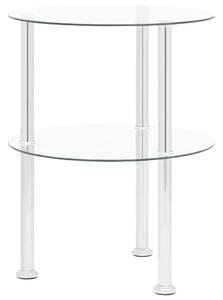 Masă laterală 2 niveluri, transparent, 38 cm, sticlă securizată