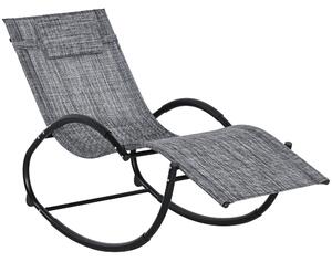 Outsunny Șezlong de Grădină, Balansoar cu Gravitație Zero, Șezlong Impermeabil cu Tetieră, 155x61x88 cm, Gri | Aosom Romania