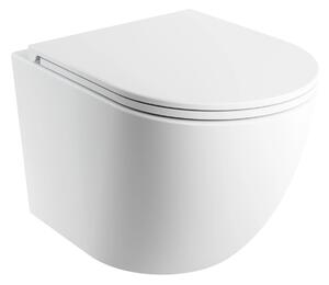 Set vas WC suspendat Omnires Ottawa Silent Power, cu capac quick release si soft close, alb mat