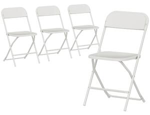 HOMCOM Set de 4 Scaune Pliabile cu Găuri de Drenaj din Plastic și Metal, 45x49x79.5 cm, Alb | Aosom Romania