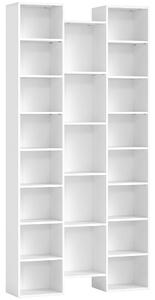 HOMCOM Bibliotecă Modernă din Lemn, Înălțime 181 cm, cu 21 Compartimente și 10 Rafturi Reglabile, Alb | Aosom Romania