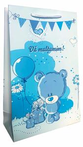 SET 10 pungi de cadou medie pentru botez cu model albastru