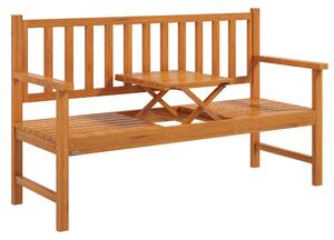Outsunny Bancă de Grădină pentru 2-3 Persoane din Lemn de Pin, Bancă de Exterior cu Măsuță Rabatabilă și Brațe, pentru Balcon și Terasă, 153x56x91 cm, Maro Deschis | Aosom Romania