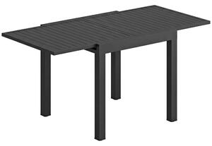 Outsunny Masă de Grădină Extensibilă pentru 4-6 Persoane 80/160x80 cm, Masă de Prânz pentru Exterior din Aluminiu cu Blat Lamelar, pentru Terasă, Balcon, Negru | Aosom Romania
