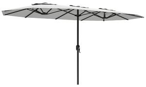 Outsunny Umbrelă Dublă de Grădină 4.6x2.7 m, Umbrelă de Exterior cu Manivelă, Husă Protectoare, 12 Spițe, Anti UV 50+, pentru Terasă Balcon Piscină Grădină, Alb | Aosom Romania