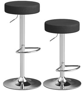 HOMCOM Set 2 Scaune de Bar din Piele PU, Rotative, Înălțime Reglabilă pentru Bucătărie, Negru | Aosom Romania