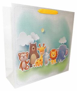 SET 10 pungi de cadou patrate, 24x24x10 cm, model ANIMALUTE