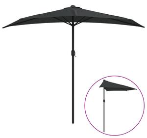 Umbrelă de balcon tijă aluminiu negru 270x144x222cm semicerc