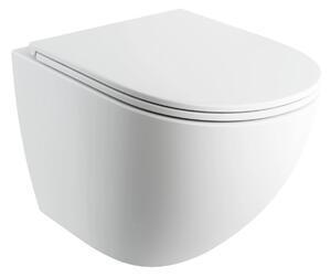 Set vas WC suspendat, Omnires Ottawa, cu capac quick release si soft close, alb mat