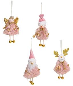 Deco Figurine de iarna din textil roz 12 cm - modele diverse