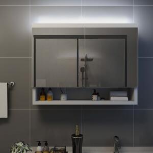 Dulap de baie cu oglindă și LED-uri, alb, 80x15x60 cm, MDF