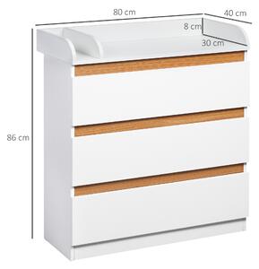 Comoda cu 3 sertare HOMCOM din lemn MDF si PAL pentru dormitor si sufragerie, 80x40x86cm, alb | Aosom RO