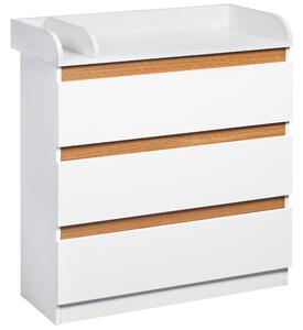 HOMCOM Comoda cu 3 sertare din lemn MDF si PAL pentru dormitor si sufragerie, 80x40x86cm, alb | AOSOM RO