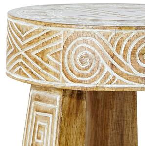 Taburet Mayan din lemn natur 30x45 cm