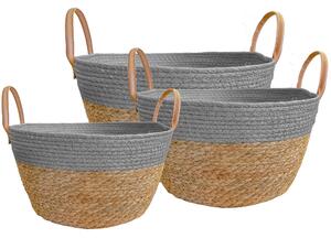 Tutumi Tutumi, set coșuri naturale Boho 3 buc 223K16, maro-gri, HOM-02810