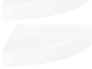 Rafturi colț perete, 2 buc., alb extralucios, 25x25x3,8 cm, MDF