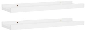Rafturi rame foto cu bordură, 2 buc., alb, 40 x 9 x 3 cm, MDF