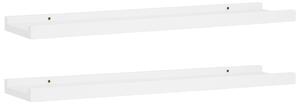 Rafturi rame foto cu bordură, 2 buc., alb, 60 x 9 x 3 cm, MDF