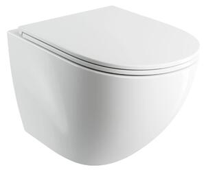 Set vas WC suspendat, Omnires Ottawa Comfort, cu capac quick release si soft close, alb lucios
