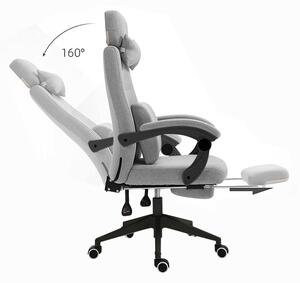 Scaun de birou rotativ cu tetiera si suport pentru picioare- in mai multe tipuri-gri dechis