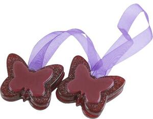 Magneți decorativi Butterfly pentru perdea - cu panglică de fixare, mov/roșu, set 2 buc