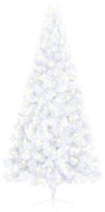 Brad de Crăciun artificial jumătate LED&suport alb 180 cm PVC