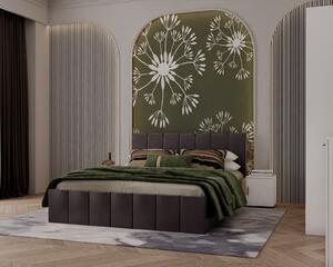 Pat tapitat Alex Gri Inchis 160x200 cm + Set noptiere