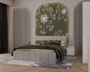 Pat tapitat Alex Gri Deschis 160x200 cm + Set noptiere