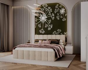 Pat tapitat Alex Crem 160x200 cm + Set noptiere