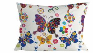 Husa pentru perna din microfibra FLUTURE COLORAT 50x70 cm, alb