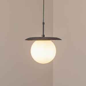 Opviq Lampă suspendată Anemon, negru, sticlă, Ø 30 cm, E27, reglabil, Negru, Camera de zi / sufragerie, Sticlă, Modern
