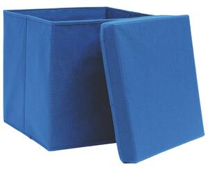 Cutii depozitare cu capac, 4 buc., albastru, 28x28x28 cm