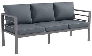 Outsunny Canapea de Grădină cu 3 Locuri cu Perne pentru Scaun și Spate, Canapea Modernă din Aluminiu și Poliester, 185x66x64 cm, Gri | Aosom Romania