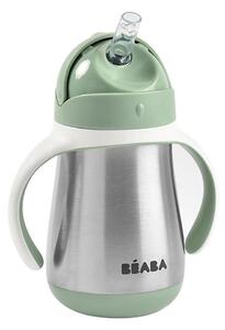 Cană termoizolată cu pai 250 ml verde Beaba