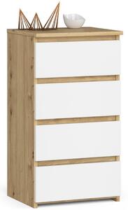 Comoda cu 4 sertare 40 x 74 x 35 cm stejar, alb