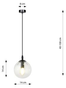Lustră pe cablu COSMO 1xE14/10W/230V d. 14 cm negru/transparent