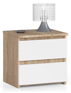 Noptiera nocna cl2 cu 2 sertare stejar - alb 40cm
