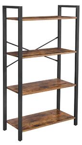 Raft biblioteca cu cadru metalic 4 polite lemn maro Vasagle 30 x 66 x 120 cm