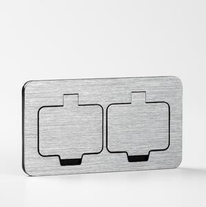 Priză dublă încastrabilă de podea de exterior Brilagi IP55 crom mat dreptunghiular