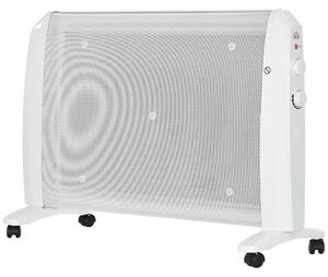 HOMCOM Radiator Electric Mică 1000W/2000W cu Termostat Reglabil, 15-20 m², 4 Roți, 79x27x54 cm, Alb | Aosom Romania