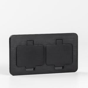 Priză dublă încastrabilă de podea de exterior Solight 5B323B IP55 negru dreptunghiular
