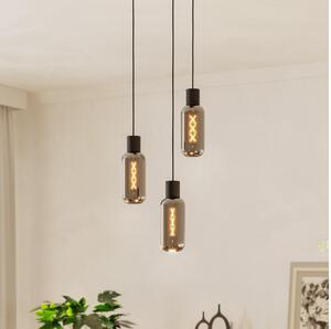 Eglo 901004 - Lustră suspendată pe cablu MAIONE 3xE27/4W/230V negru/fumuriu